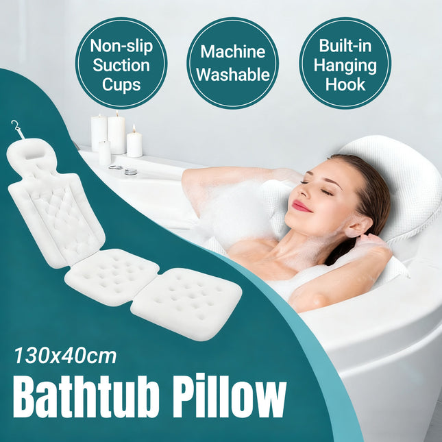 Bathtub Non Slip Comfort Pillow Soft Waterproof For Bathroom Spa Relaxation Use