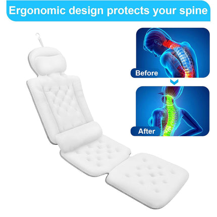 Bathtub Non Slip Comfort Pillow Soft Waterproof For Bathroom Spa Relaxation Use