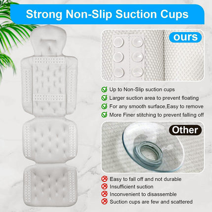 Bathtub Non Slip Comfort Pillow Soft Waterproof For Bathroom Spa Relaxation Use