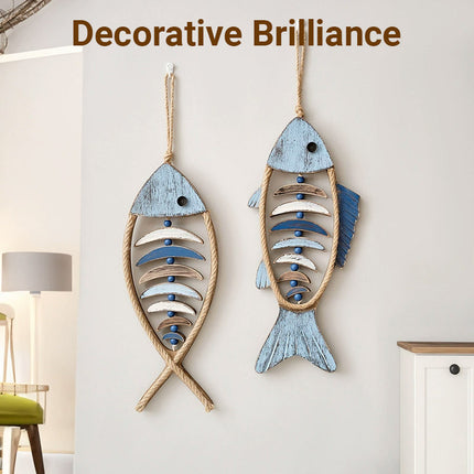 Fish Shaped Wall Hanging Decor Small Nautical Style Home Decoration Art Ornament