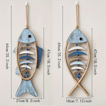 Fish Shaped Wall Hanging Decor Small Nautical Style Home Decoration Art Ornament
