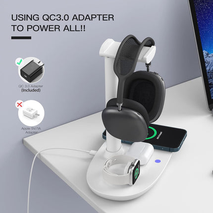 Headphone Stand with Wireless Charger 15W Fast Charging for Desk Gaming Studio
