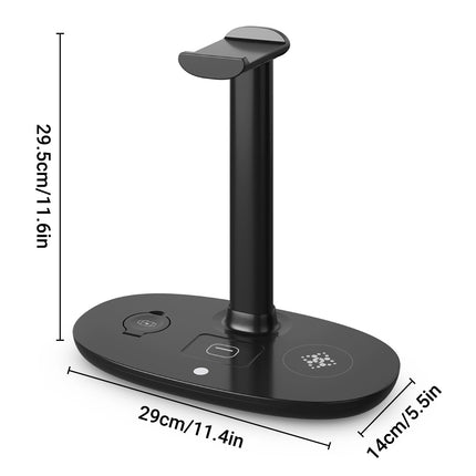 Headphone Stand with Wireless Charger 15W Fast Charging for Desk Gaming Studio