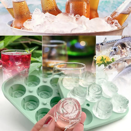 Rose Silicone Ice Ball Mould Box Ice Compartment Tray For Home Bar Drink Making