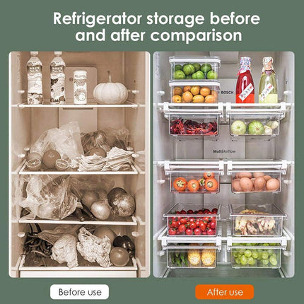 2Pcs Refrigerator Storage Drawer Fridge Organizer Rack Kitchen Egg Holder Space