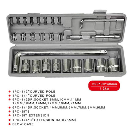 27 Piece Socket Wrench Tool Set Metric 4 to 21mm Case
