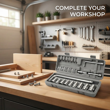 27 Piece Socket Wrench Tool Set Metric 4 to 21mm Case