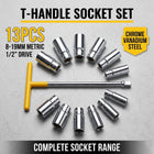 T Handle Socket Set 13 Piece 8 to 19mm Metric 1/2 Drive