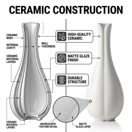 Matte Ceramic Bud Vases 6 Pack White or Black