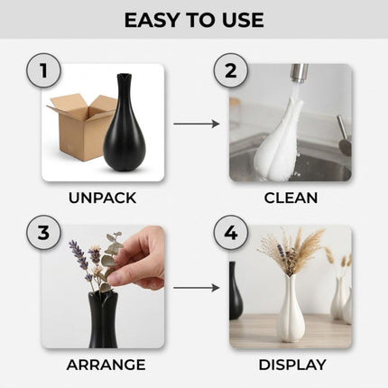 Matte Ceramic Bud Vases 6 Pack White or Black