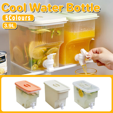 3.9L Water Jug with Tap Beverage Drink Dispenser Refrigerator Lemonade Container