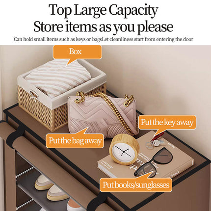10 Tier Shoe Rack Stainless Steel Frame Non Woven Fabric for Shoe Storage Use