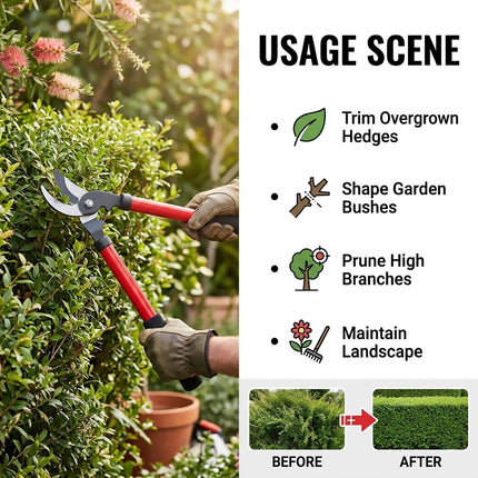 Red Long Handle Bypass Garden Loppers 36cm
