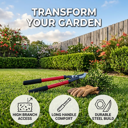 Red Long Handle Bypass Garden Loppers 36cm