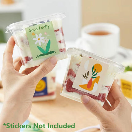 100PCS Dessert Box Mousse Cake Box Bakery Packaging Container Transparent Square