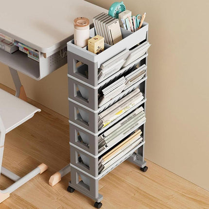 Trolley Deskside Book Storage Bookshelf Removable Floor Shelf for Home Office