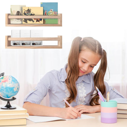 Wall Mounted Wooden Shelf Multi Purpose Home Storage Rack for Kitchen Bathroom