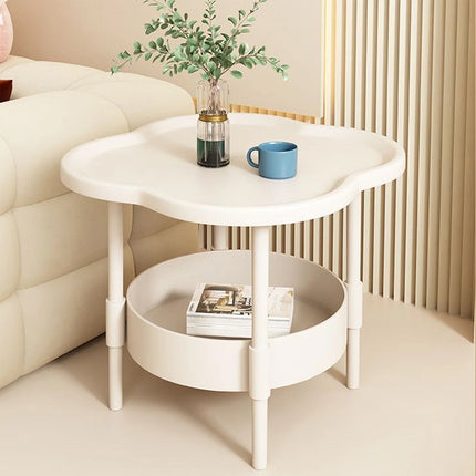 Modern Four Leaf Clover Small Side Table Plastic Sofa Side Table with Storage Shelves