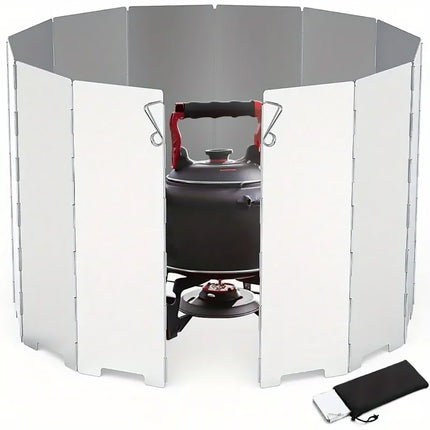 2X 10 Plates Camping Stove Wind Shield Foldable Aluminum Alloy Portable Windproof