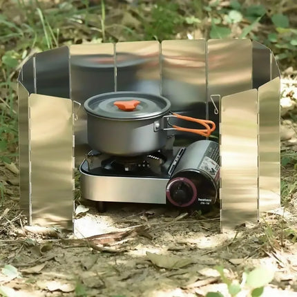 2X 10 Plates Camping Stove Wind Shield Foldable Aluminum Alloy Portable Windproof