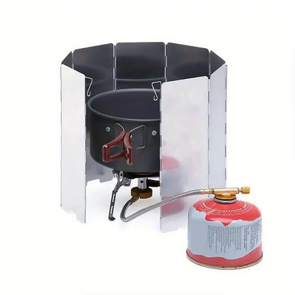 2X 10 Plates Camping Stove Wind Shield Foldable Aluminum Alloy Portable Windproof