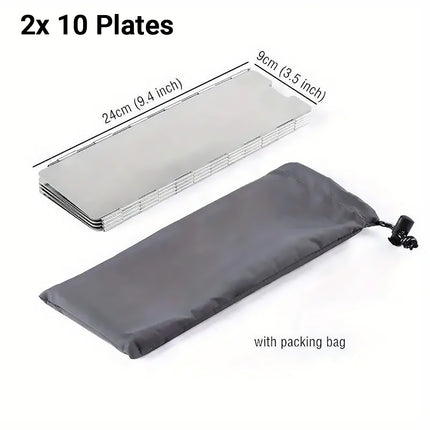 2X 10 Plates Camping Stove Wind Shield Foldable Aluminum Alloy Portable Windproof