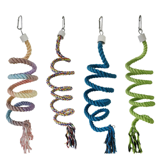 Bird Climbing Rope Toy Cotton Spiral Ladder Parrot Cage Hanging Swing Pet Toy