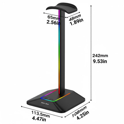Dual Output RGB Headphone Stand Holder for Gaming PC Desk with USB Hub