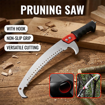 Double Hook Curved Pruning Saw Pole Ready