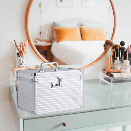 Aluminium Alloy Cosmetic Case Portable Handheld Storage Box Multifunctional