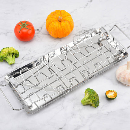 Folding Grilled Chicken Leg Plate Stainless Steel BBQ Grill Rack Outdoor Tool