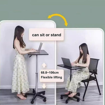 Mobile Height Adjustable Table with Wheels for Home Office Work Space Saving