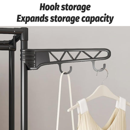 Multi Function Zoned Floor Standing Clothes Coat Rack Space Saving Stable Sturdy