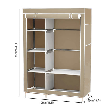 Portable Clothes Storage Cabinet Wardrobe Organizer Unit with Shelf Closet