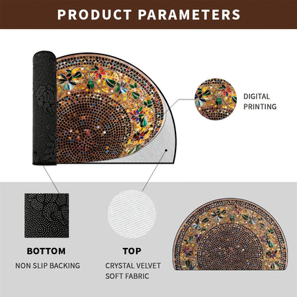 Semicircular Retro Stone Pattern Door Mat Dustproof Anti slip Entrance Carpet