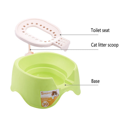 Cat Litter Box Open Toilet Green Squat Style Pet Tray Easy Clean Plastic Kitty