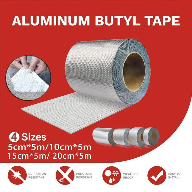 5m Waterproof Tape Butyl Rubber Aluminium Foil Roof Pipe Caravan Repair Flashing - Aimall