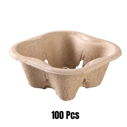 100PCS BioCup 1/2/4 Cup Carry Tray Recycled Paper Pulp Holder
