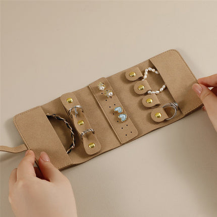 Portable Microfiber Jewelry Storage Bag Roll Organizer for Earrings Necklaces