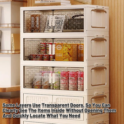 Plastic Multi Layer Foldable Storage Cabinet 5-Tier Dustproof for Home Organizer