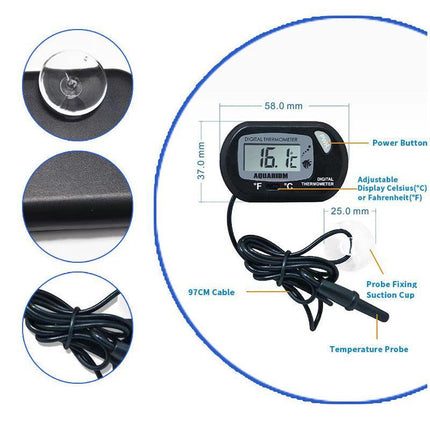 Aquarium Thermometer LCD Digital Aquarium Fish Tank Water Temperature Marine - Aimall