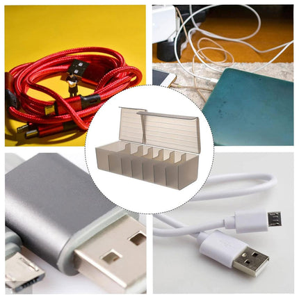 Large Capacity Data Cable Organizer Box With Lid USB Power Charging Cable Box