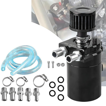 Oil Catch Breather Can Kit Universal Petrol Filter Baffled Diesel Reservoir Tank