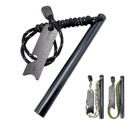 Ferrocerium Flint Rod 15Cm X 1.3Cm Survival Fire Starter With Striker Para-Cord