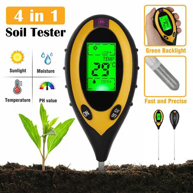 4 In 1 Soil Ph Tester Moisture Sunlight Light Test Meter For Garden Plant Lawns - Aimall