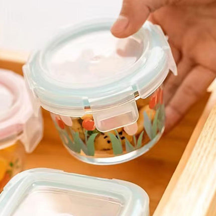2pcs Glass Food Lunch Box Portable Fresh Seal Storage Container for Meal