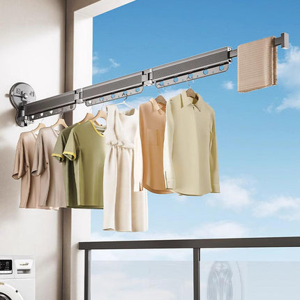 2/3/4-Bar Adjustable Foldable Retractable Clothes Drying Rack Suction Cup Hanger