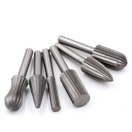 6/12PCS Tungsten Steel Carbide Burrs For Rotary Drill Bit Die Grinder 6mm Shank - Aimall