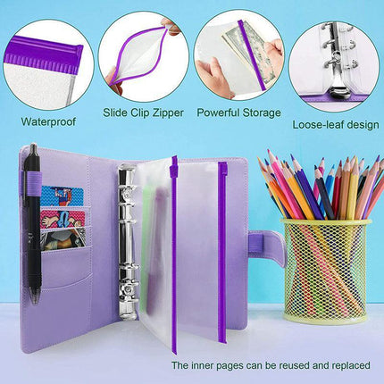 A6 Pu Leather Binder Pockets Cash Envelope Planner Notebooks
