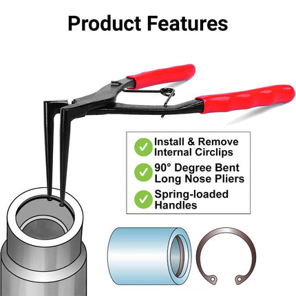 Spring Long Nose 90 Degree Bent Retaining Snap Ring Plier Clip Circlip Removal Tool